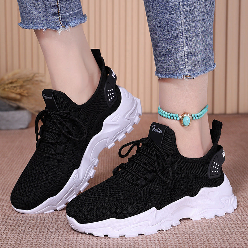 Women's Breathable Fitness Sneakers with Flexible Knit Upper and Non-Slip Sole