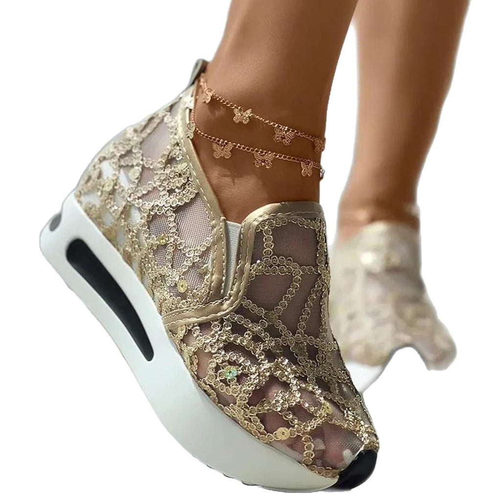 Women's Breathable Slip-On Sneakers with Glitter Pattern
