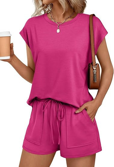 Women's Comfortable Lounge Set with Elastic Waist and Pockets