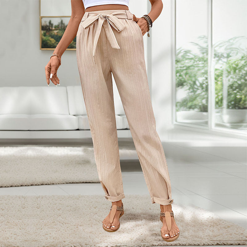 Women's Casual Pants with Elegant Waist Belt