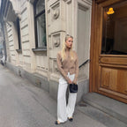 Elegant Knit Cardigan with Full-Length Zipper