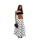 Women's Maxi Skirt with Bold Polka Dot Pattern and Voluminous Cut