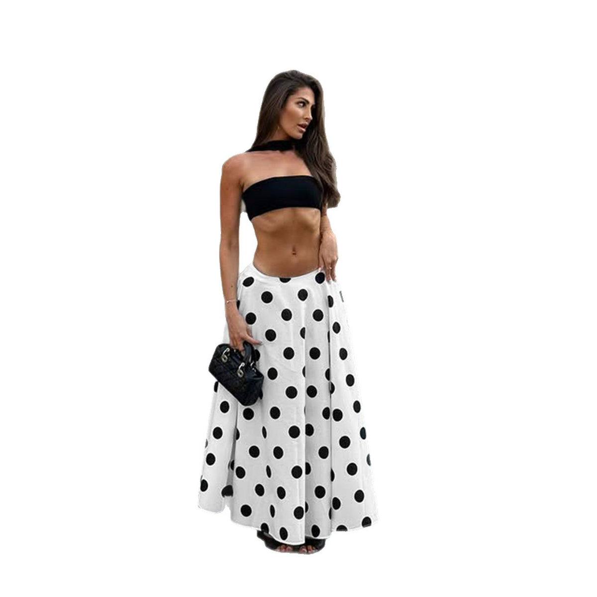 Flared Midi Skirt with Lace Waistband