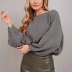Women's Fluffy Off-Shoulder Sweater with Dropped Shoulders