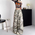 Women's Oversized Cargo Pants with Camouflage Design