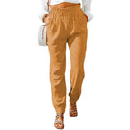 Women's Comfortable and Elegant Summer Pants with Elastic Waist and Pockets