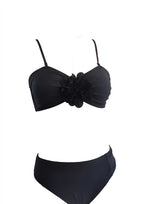 Women's Bandeau Bikini with Flower-Shaped Details