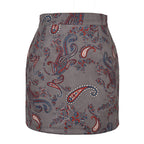 Women's High-Waisted Paisley Mini Skirt