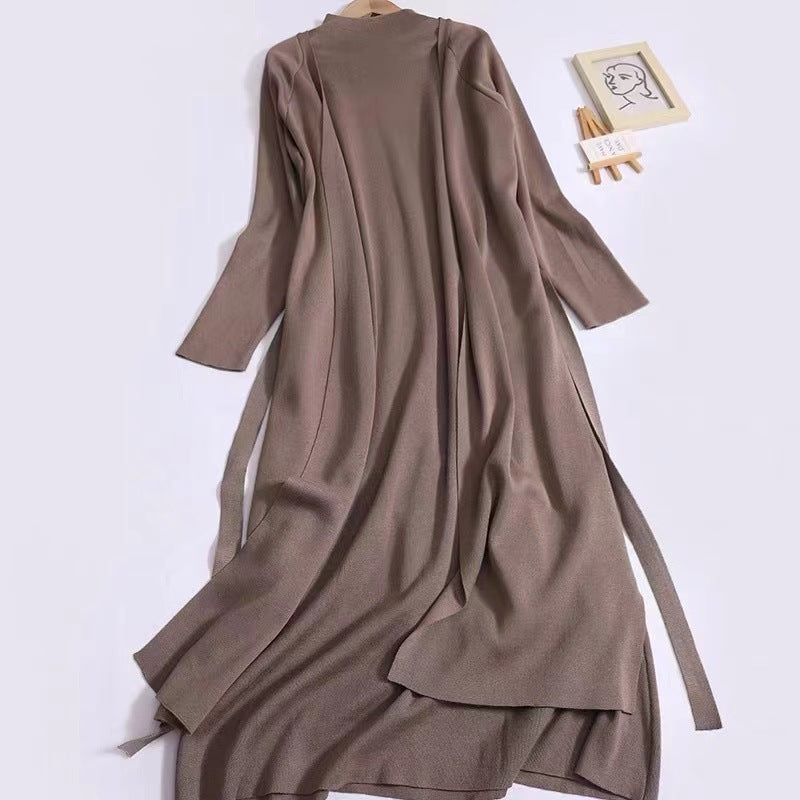 Women's Elegant Long Coat with Asymmetrical Cut and High Collar