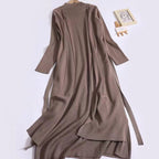 Women's Elegant Long Coat with Asymmetrical Cut and High Collar