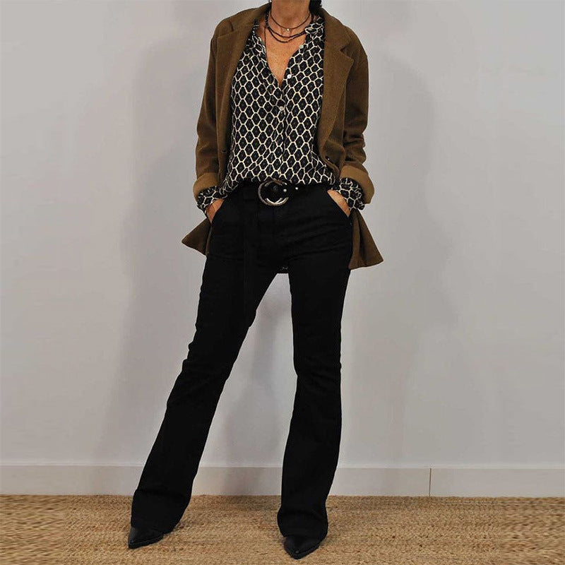Women's Printed Long-Sleeve Blouse