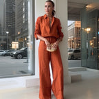 Women's Classic Long-Sleeve Blouse in Textured Design