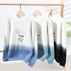 Women's Fluffy High-Neck Sweater with Graphic Motif