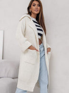 Women's Long Knit Coat with Hood and Pockets
