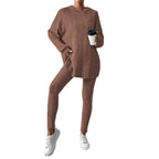 Women's Leggings Set with Textured Long-Sleeve Top