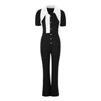Women's Jumpsuit with Collar and Fitted Cut
