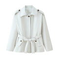 Elegant Trench Jacket with Adjustable Belt and Button Details