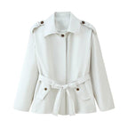 Elegant Trench Jacket with Adjustable Belt and Button Details