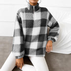 Women's Fleece Pullover with High Collar and Full-Length Zipper