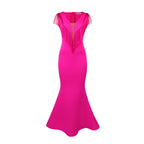 Women's Evening Dress with Shimmering Fringe and Deep V-Neck