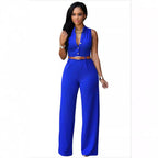 Women's Elegant Jumpsuit with Belt and Button Detail
