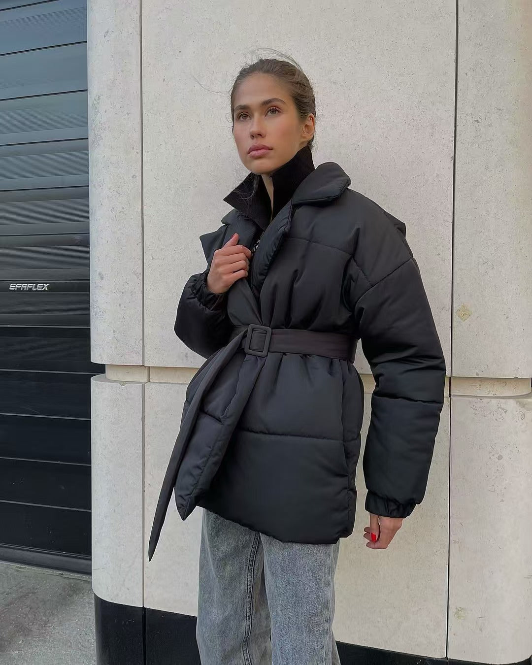 Women's Elegant Quilted Coat with Adjustable Belt