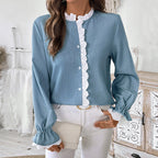 Long Sleeve Blouse with Lace Accents