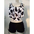 Women's Swim Set with Cropped Top and High-Waisted Bottoms