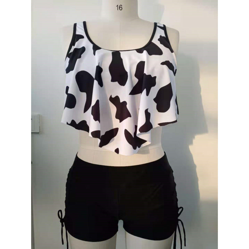 Women's Swim Set with Cropped Top and High-Waisted Bottoms