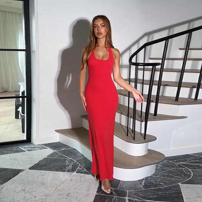 Women's Floor-Length Summer Dress with Boat Neck
