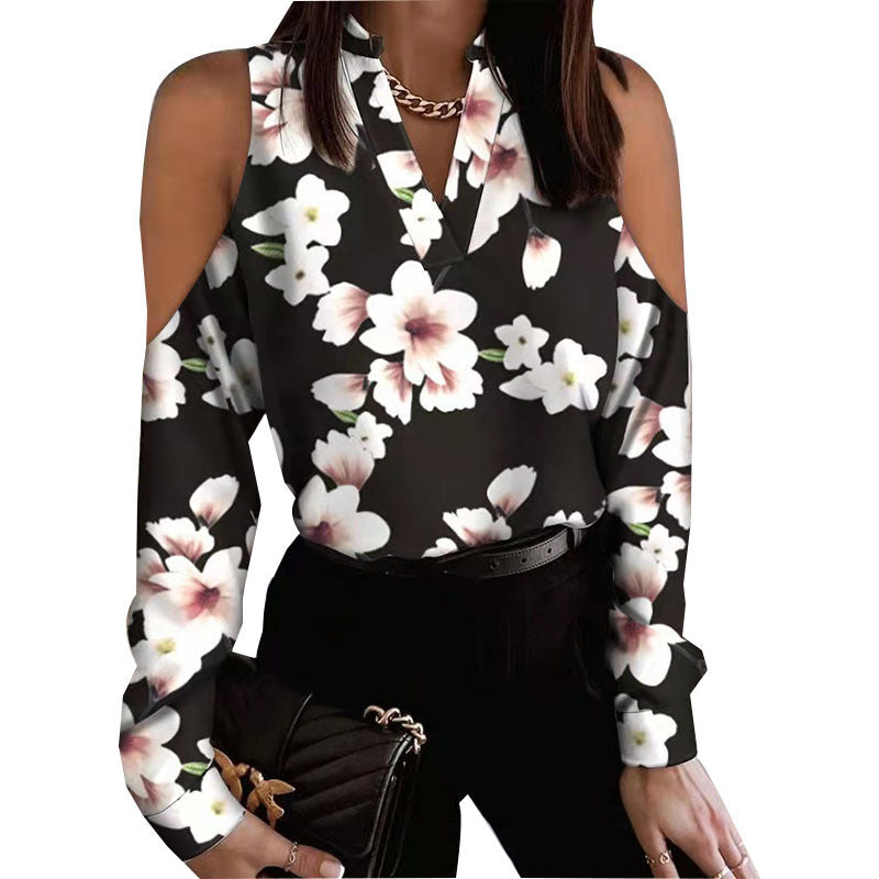 Women's Off-the-Shoulder Blouse with Floral Print