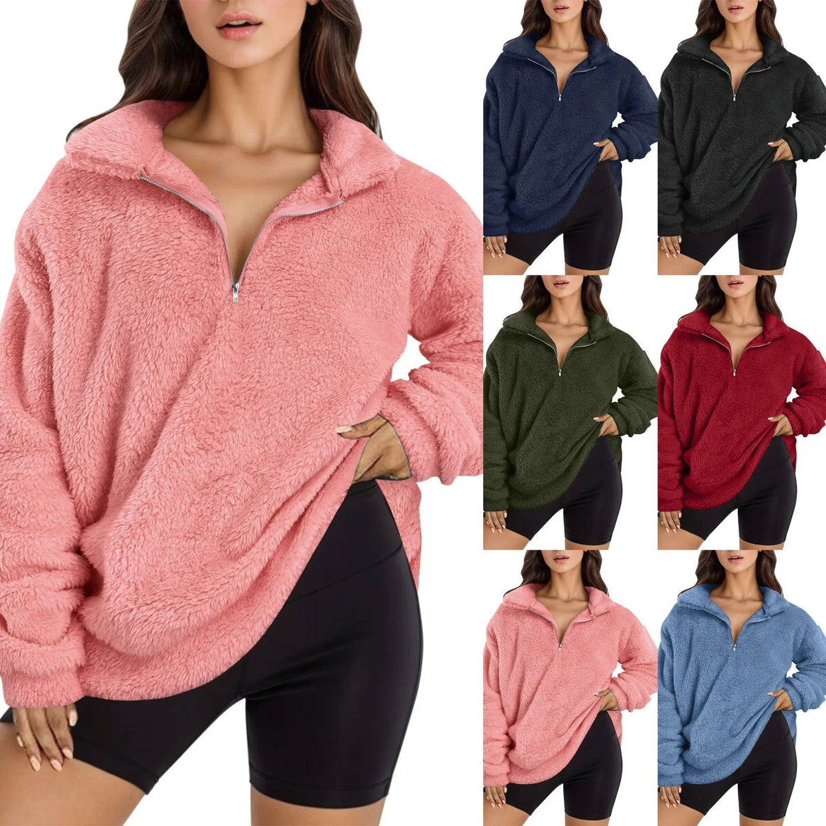 Women's Half-Zip Oversized Fleece Pullover