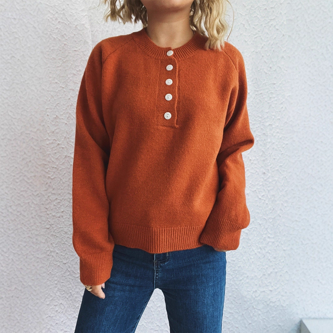 Women's Cozy Knit Sweater with Button Details