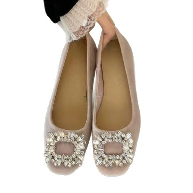 Women's Ballet Flats with Decorative Rhinestone Detail