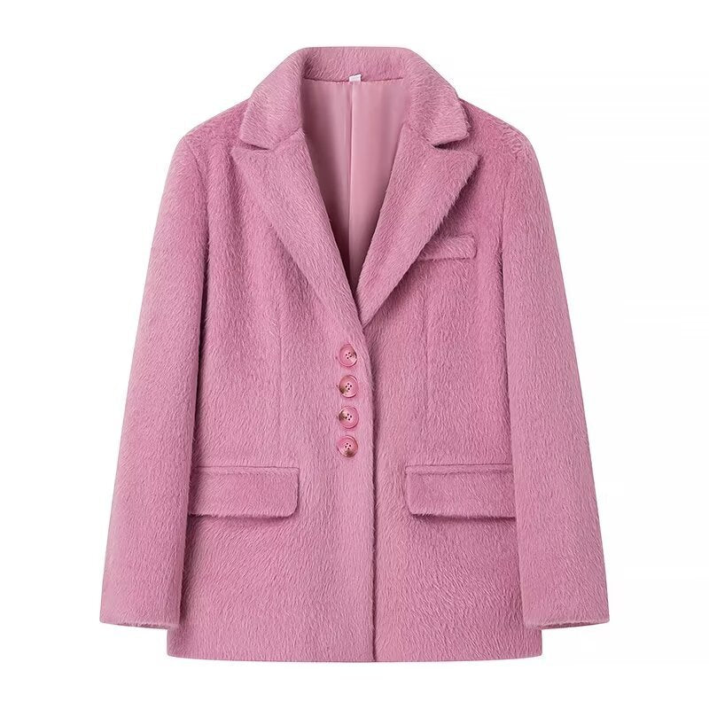 Elegant Velour Jacket with Classic Button Details