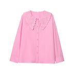 Women's Elegant Floral Embroidered Button-Down Blouse
