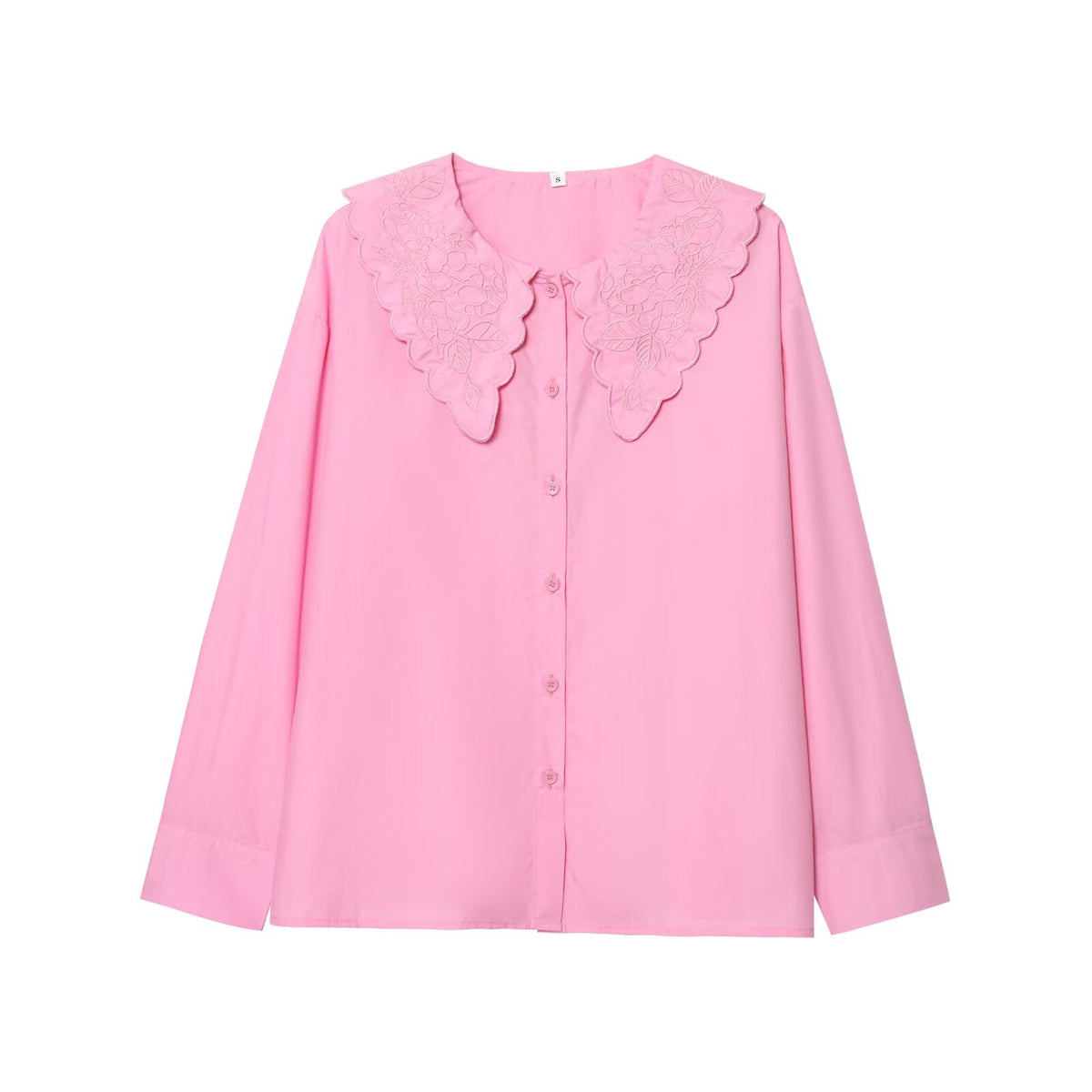 Women's Elegant Floral Embroidered Button-Down Blouse