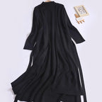 Women's Elegant Long Coat with Asymmetrical Cut and High Collar