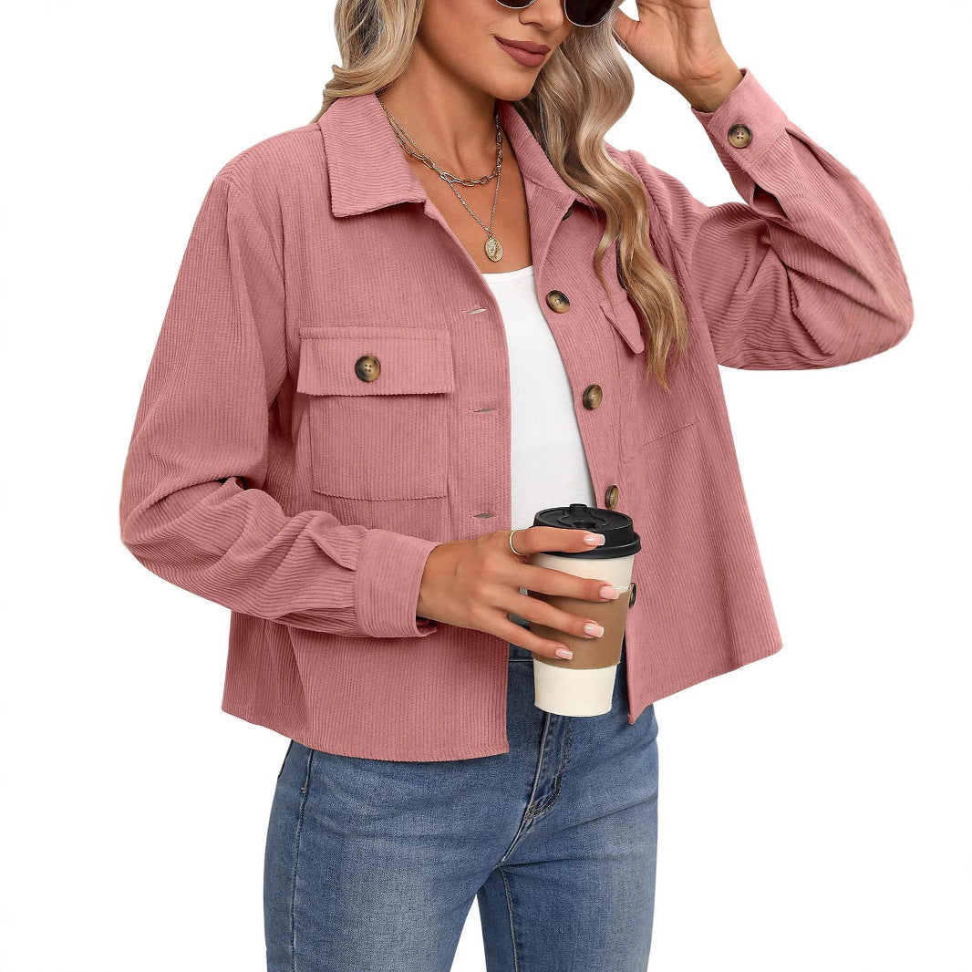 Women's Corduroy Jacket with Two Chest Pockets