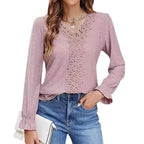 Women's Elegant Floral Blouse with V-Neck