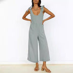 Women's Casual Jumpsuit with Adjustable Straps and Wide Leg