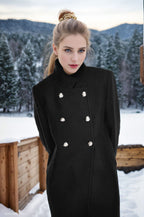 Elegant Duffle Coat with Double-Breasted Button Placket and Luxurious Details
