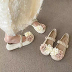 Women's Ballet Flats with Floral Decor and Elastic Strap