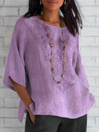 Women's Embroidered Linen Blouse