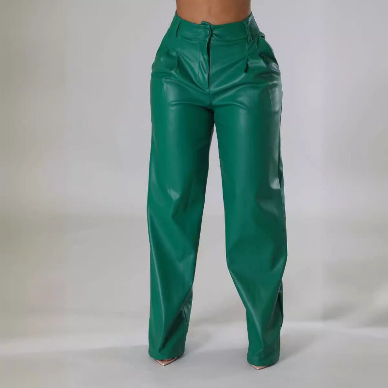 Women's Elegant Faux Leather Pants
