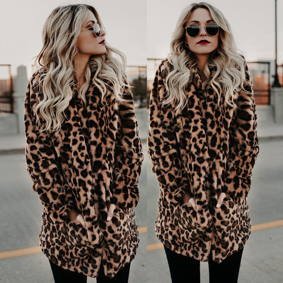Women's Luxurious Faux Fur Coat in Exotic Leopard Print