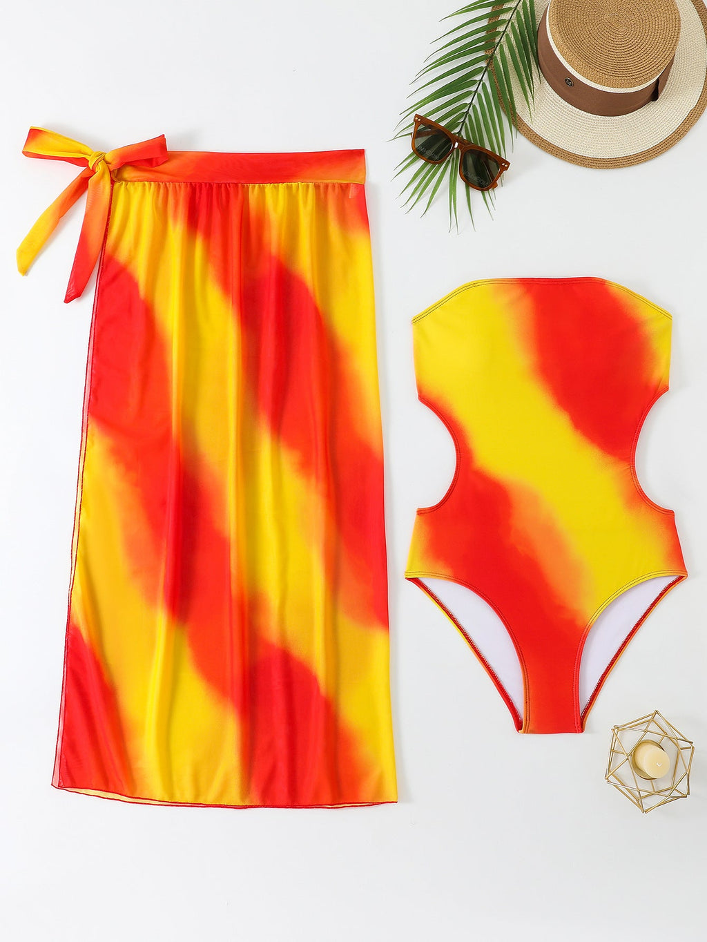Women's Swimsuit Set with Wrap Skirt