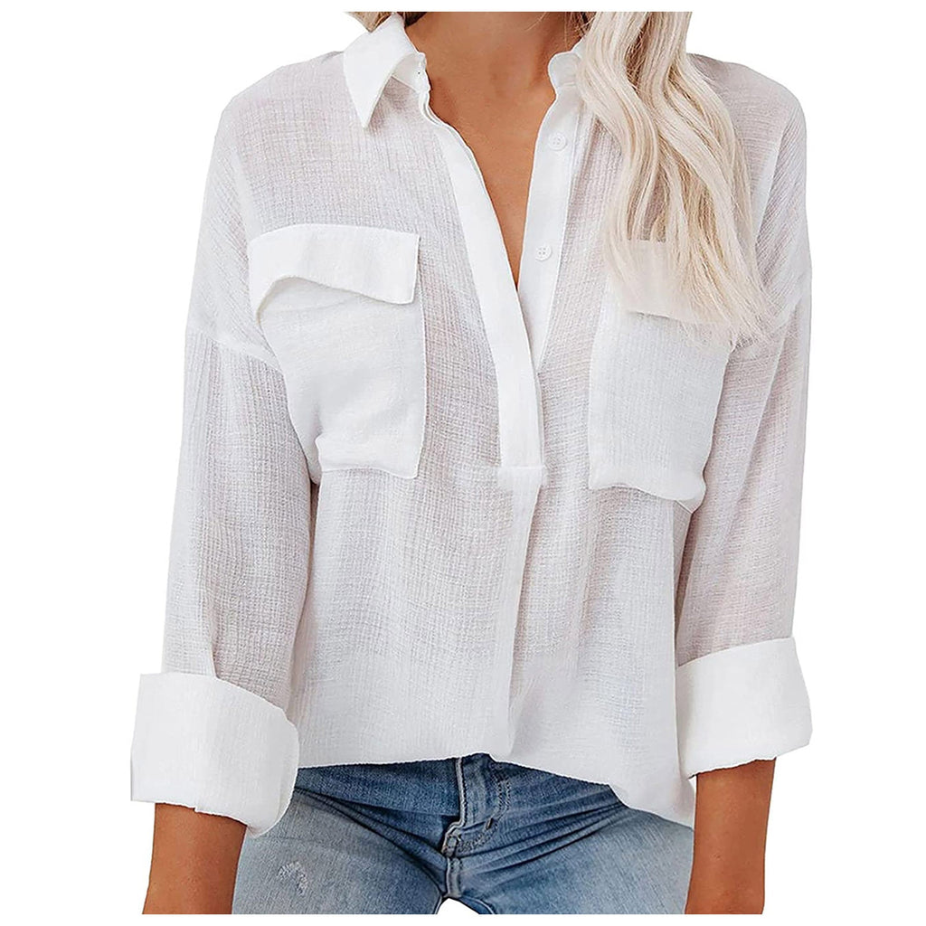 Casual Button-Down Shirt with Chest Pockets
