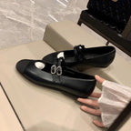 Women's Ballet Flats with Decorative Strap and Cushioned Insole