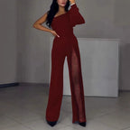 Elegant Jumpsuit with Sheer Inserts and Sequins